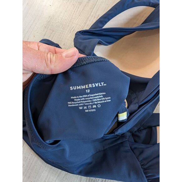 Summersalt The Plunge One Piece Swimsuit women's 12 navy‎ blue NWOTs modern - Picture 7 of 7